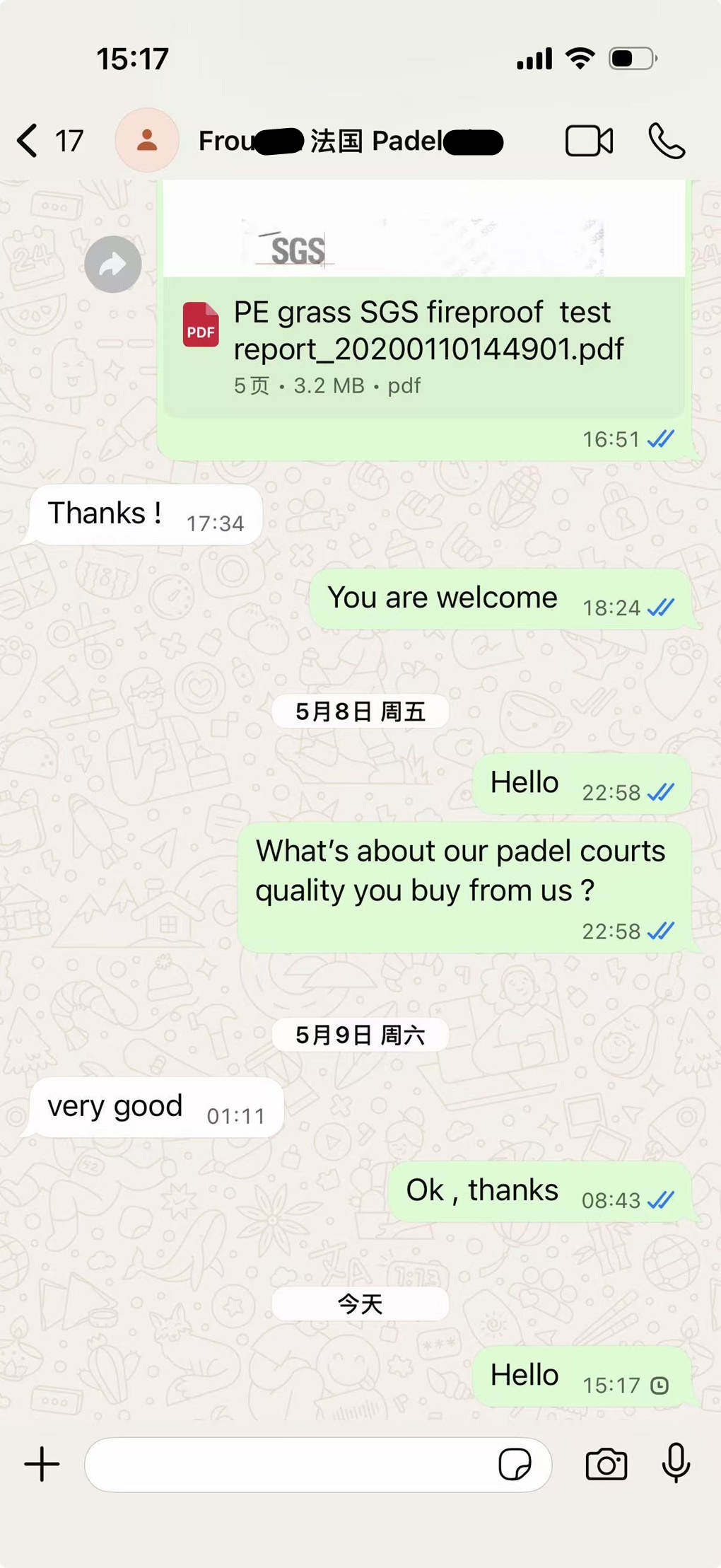 France client praise our quality